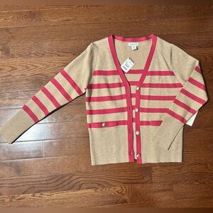 Rachel Zoe Beige and Pink V-Neck Cardigan